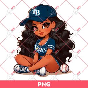 Chicana Girl Tampa Bay Rays PNG, Latina Girl Baseball PNG