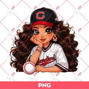 Cleveland Guardians Chicana Girl PNG, Latina Girl Baseball PNG