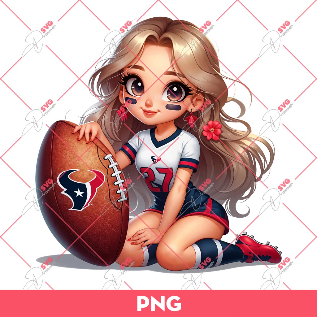 Bundle Disney Princess Houston Texans PNG, Cute Girls Houston Texans PNG Bundle 5 Cute Cartoon Girl Houston Texans PNG Cartoon Girl NFL Football PNG 1