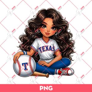 Cute Chicana Girl Texas Rangers Baseball PNG, Latina Girl Rangers MLB Baseball PNG
