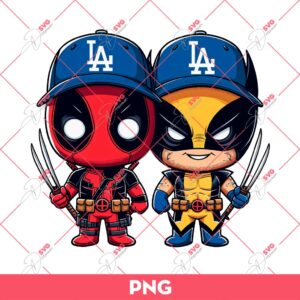 Cute Deadpool And Wolverine Los Angeles Dodgers PNG, Superhero Dodgers PNG, Deadpool And Wolverine Baseball PNG