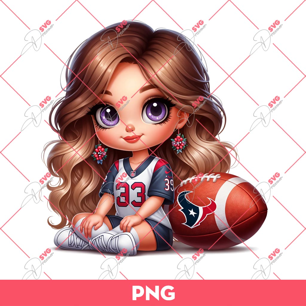 Bundle Disney Princess Houston Texans PNG, Cute Girls Houston Texans PNG Bundle 6 Cute Girl Houston Texans NFL PNG Cute Cartoon Girl Football PNG 1