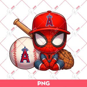 Cute Spiderman Angels Baseball PNG, Superhero Los Angeles Angels PNG