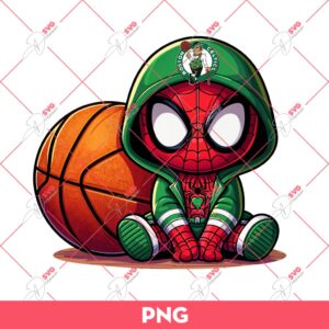 Cute Spiderman Celtics PNG, Boston Celtics Basketball Superhero PNG