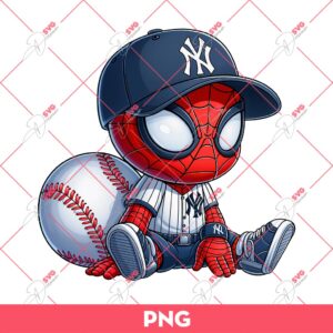 Cute Spiderman Yankees PNG, Superhero Spiderman Baseball PNG