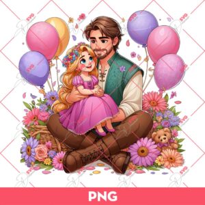 Dad And Daughter Rapunzel Princess PNG, Happy Fathers Day PNG, Dad And Girl Princess PNG