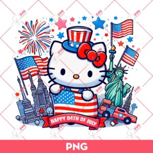 Hello Kitty Celebrate Independence Day PNG, Kitty Happy 04th Of July PNG, Hello Kitty America PNG