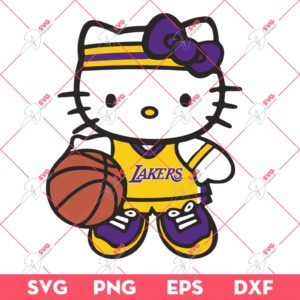 Hello Kitty Los Angeles Lakers Basketball SVG PNG, Kitty Lakers SVG PNG