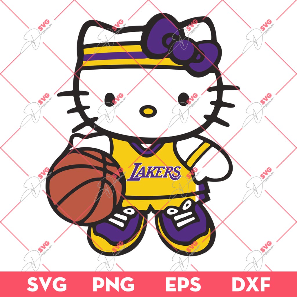 Hello Kitty Los Angeles Lakers Basketball SVG PNG, Kitty Lakers SVG PNG 1 Hello Kitty Los Angeles Lakers Basketball SVG PNG, Kitty Lakers SVG PNG