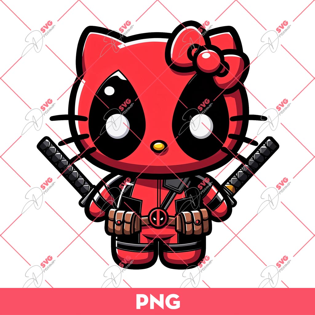 Hello Kitty X Deadpool PNG, Dead Pool Hello Kitty PNG 2 Hello Kitty X Deadpool PNG, Dead Pool Hello Kitty PNG