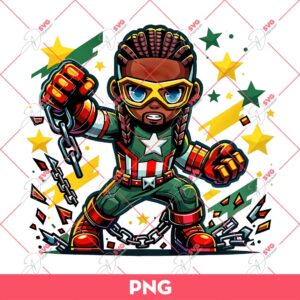 Juneteenth Captain America PNG, Superhero Juneteenth Breaking Every Chain PNG, Black History PNG