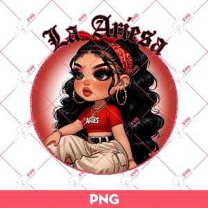La Ariesa Chicana Girl PNG, Cute Latina Girl Zodiac Signs PNG
