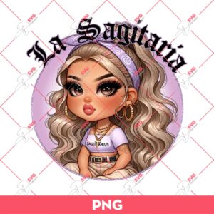 La Sagitaria Chicana Girl PNG, Cute Latina Girl PNG, Zodiac Signs Girl PNG