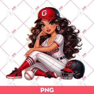 Latina Girl Cleveland Guardians PNG, Cute Chicana Girl Baseball PNG