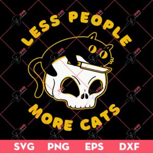 Less People More Cats SVG PNG, Cat Skull SVG PNG