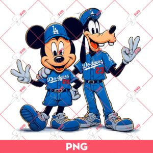 Mickey And Goofy LA Dodgers PNG, Los Angeles Dodgers PNG, Disney Baseball PNG