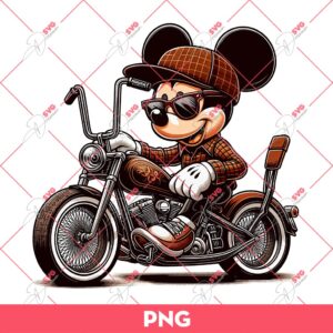 Mickey Lowrider PNG, Chicano Mickey And Classic Motorbike PNG