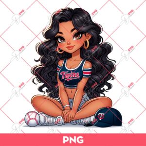 Minnesota Twins Chicana Girl Baseball PNG, Latina Girl Minnesota Twins PNG