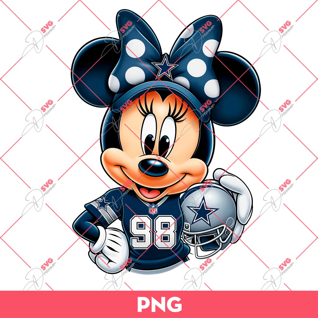 Minnie Mouse Dallas Cowboys PNG, Disney Minnie NFL Football PNG 1 Minnie Mouse Dallas Cowboys PNG, Disney Minnie NFL Football PNG