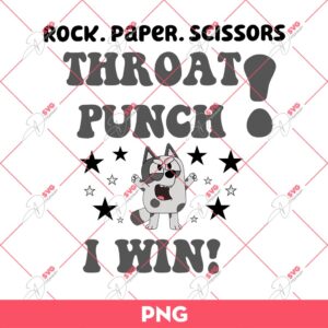 Muffin Rock Paper Scissors Throat Punch I Win PNG, Bluey PNG, Muffin PNG