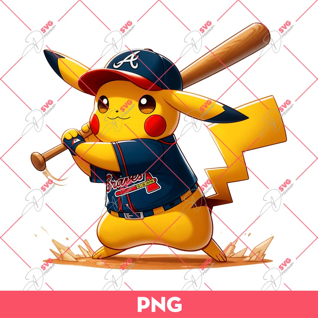 PIkachu Atlanta Braves PNG, Pikachu Baseball Player PNG 2 PIkachu Atlanta Braves PNG, Pikachu Baseball Player PNG