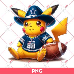Pikachu Dallas Cowboys PNG, Pokemon Pikachu NFL Football PNG