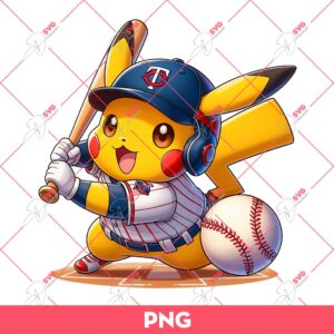 Pikachu Minnesota Twins Baseball Player PNG, Pikachu MLB Baseball PNG