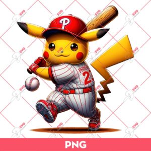 Pikachu Philadelphia Phillies Player PNG, Pokemon Pikachu Phillies Baseball PNG