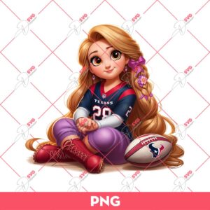 Rapunzel Princess Houston Texans PNG, Disney Princess Football PNG