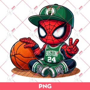 Spiderman Boston Celtics PNG, Superhero Basketball PNG