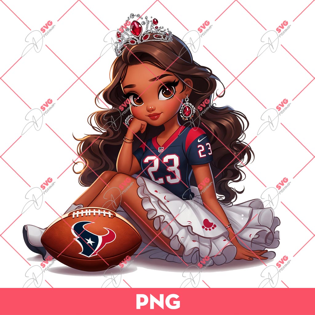 Bundle Disney Princess Houston Texans PNG, Cute Girls Houston Texans PNG Bundle 9 Tiana Princess Houston Texans PNG Disney Princess NFL Football PNG 1