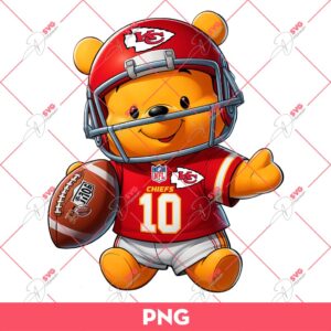 Winnie The Pooh Kansas City Chiefs Football PNG, Pooh KC Chiefs NFL PNG