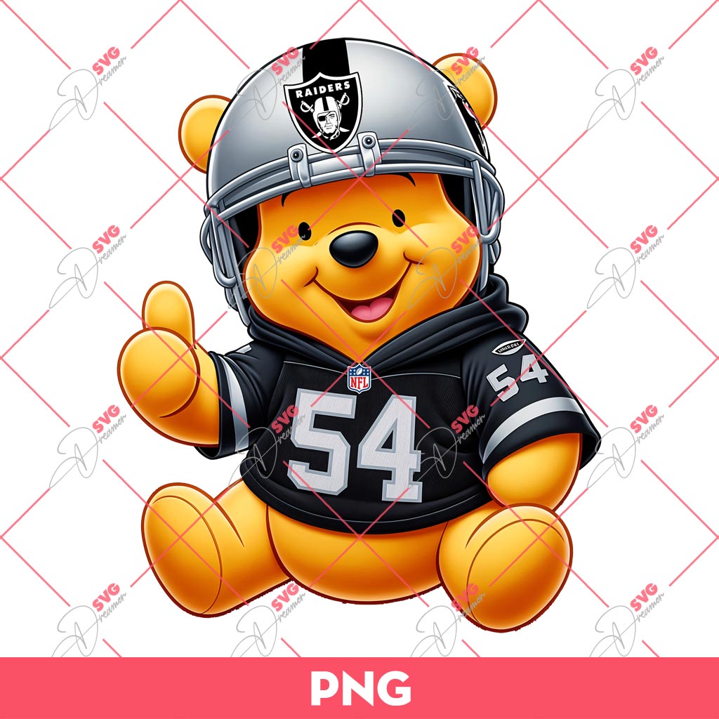 Bundle Las Vegas Raiders PNG, Bundle Cartoon Characters NFL Football Raiders Team PNG 6 Winnie The Pooh Las Vegas Raiders PNG, Pooh Bear NFL Football PNG