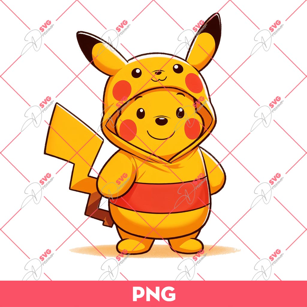Winnie The Pooh Wearing Pikachu Outfits PNG, Pooh Pikachu PNG 1 Winnie The Pooh Wearing Pikachu Outfits PNG, Pooh Pikachu PNG