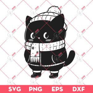 Winter Cold Black Cat SVG PNG, Black Cat SVG, Animals SVG