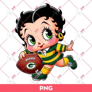Green Bay Packers Betty Boop PNG, Cute Betty Boop NFL Football PNG