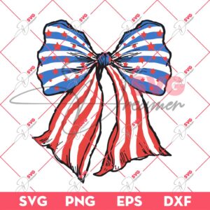 America Flag Bow SVG, Independence Day SVG, 04th Of July SVG PNG