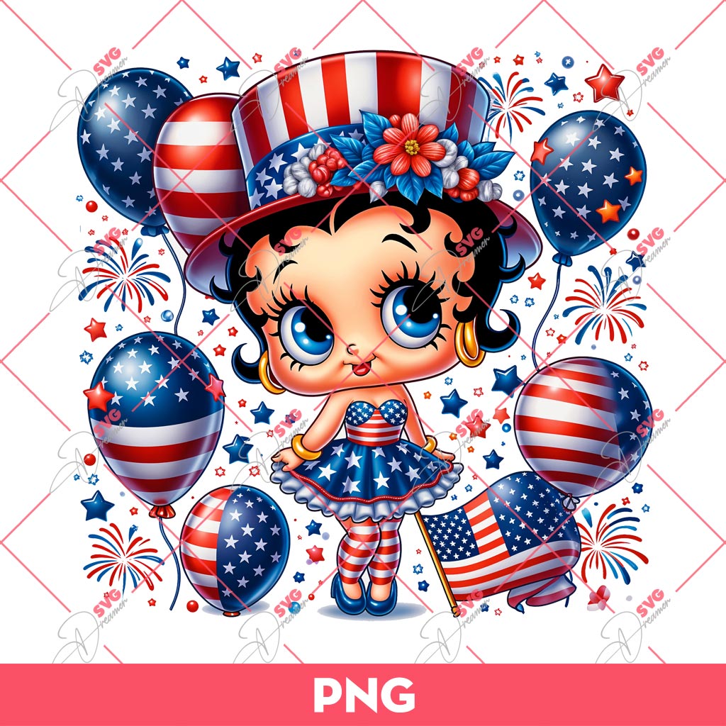 Bundle Cute Betty Boop PNG, Bundle Betty Boop Sport NBA MLB NFL (Over 50 Designs) 22 Betty Boop Celebrate Independence Day PNG, Betty Boop 04th Of July PNG