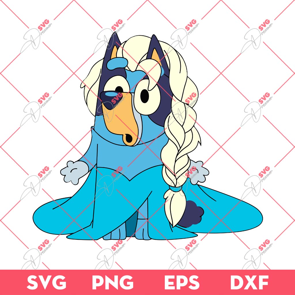 Bluey Elsa Frozen Princess SVG PNG, Bluey Princess PNG SVG DXF EPS 1 Bluey Elsa Frozen Princess SVG PNG, Bluey Princess PNG SVG DXF EPS