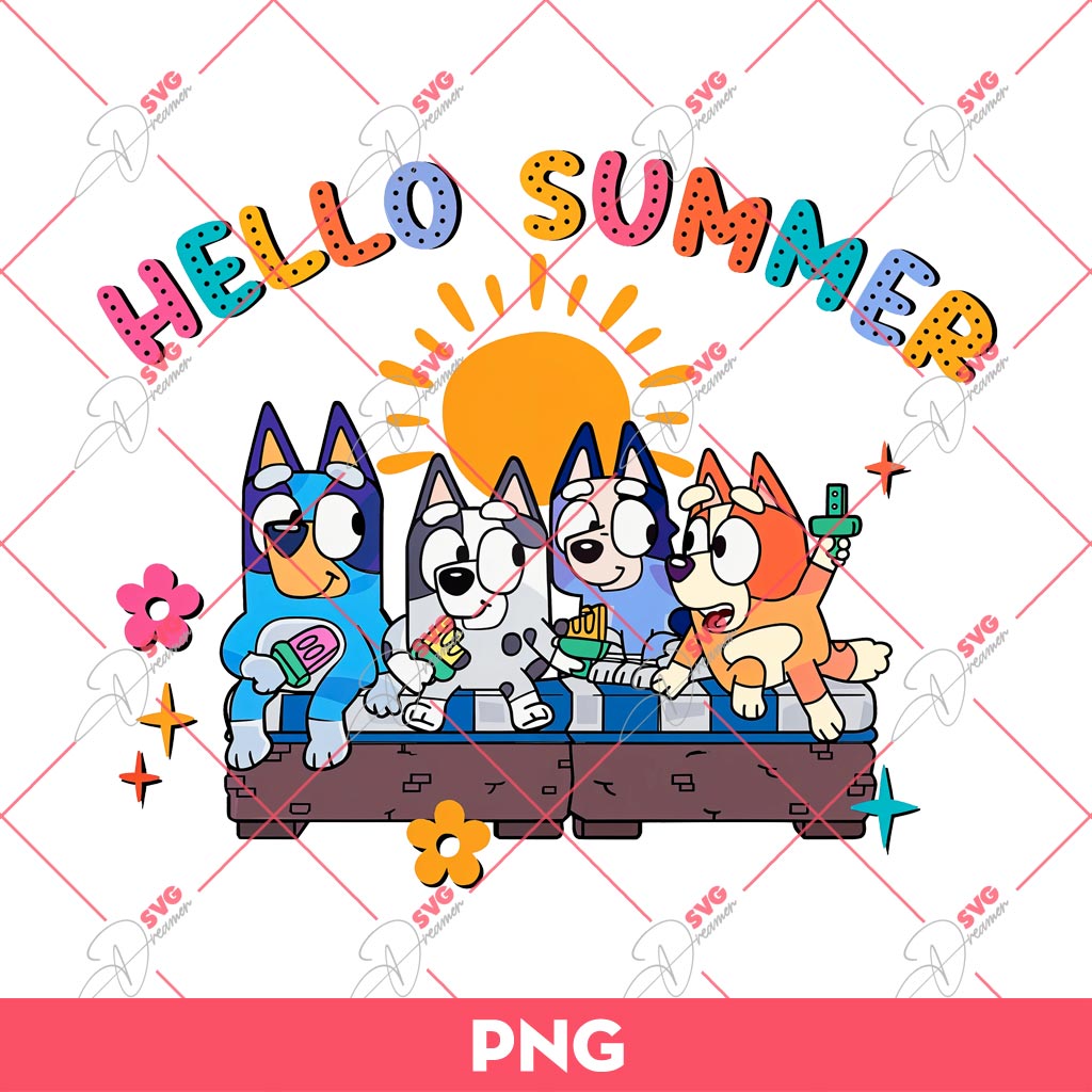 Bluey Hello Summer PNG, Bluey PNG, Summer PNG 2 Bluey Hello Summer PNG, Bluey PNG, Summer PNG