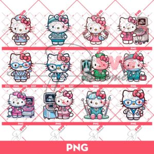 Bundle Hello Kitty In Hospital SVG PNG, Hello Kitty Doctor And Nurse SVG PNG Bundle
