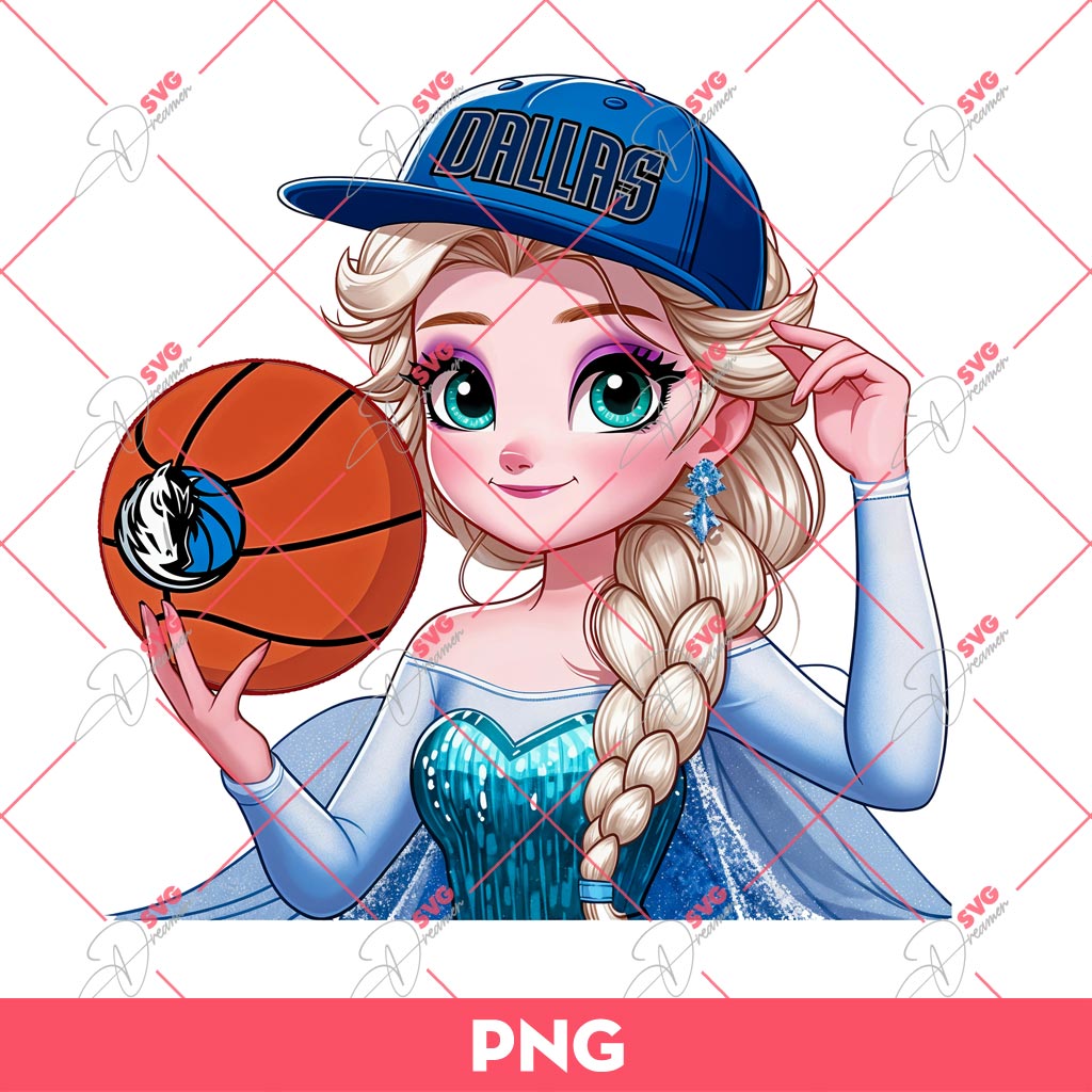 Bundle Dallas Mavericks PNG, Cartoon Characters NBA Mavericks Basketball PNG Bundle 2 Elsa Frozen Dallas Mavericks PNG, Disney Princess NBA Basketball PNG
