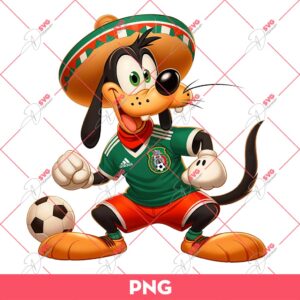 Goofy Dog Mexico Soccer Player PNG, Disney Goofy Mexican PNG