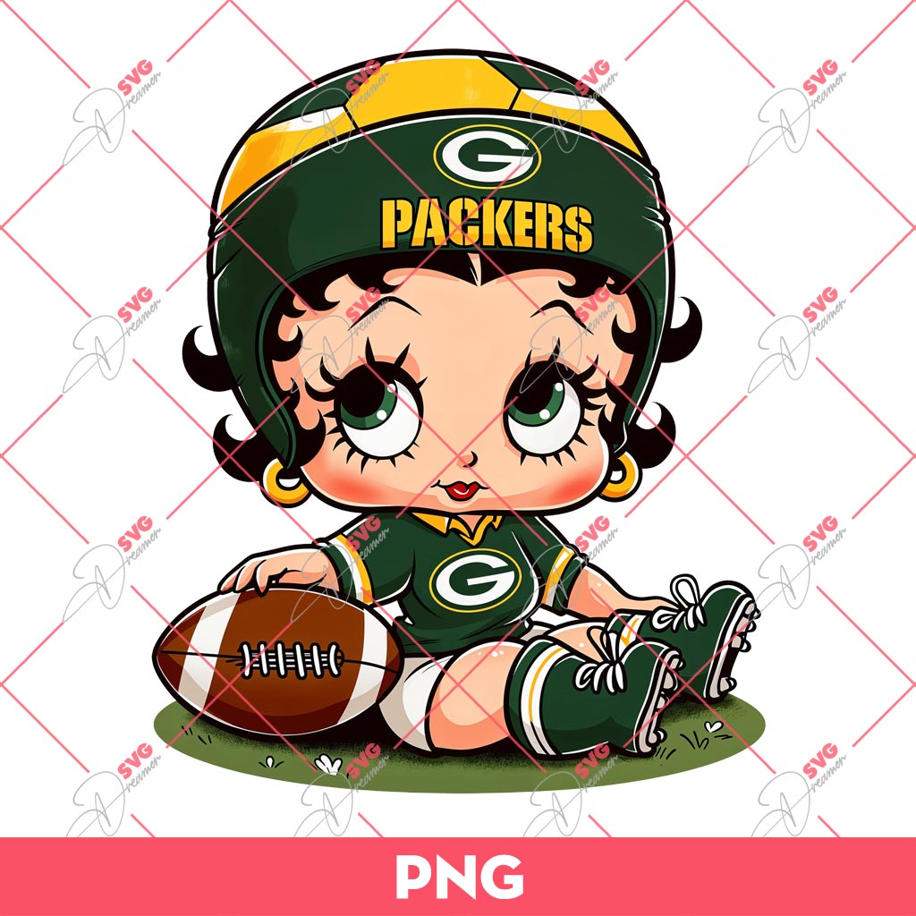 Bundle Cute Betty Boop PNG, Bundle Betty Boop Sport NBA MLB NFL (Over 50 Designs) 17 Green Bay Packers Betty Boop PNG, Cute Betty Boop NFL Football PNG