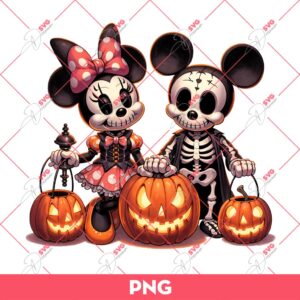 Halloween Mickey Minnie PNG, Mickey And Minnie Mouse Skeleton PNG