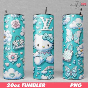 Hello Kitty Louis Vuitton Tumbler 20oz PNG, Kitty LV PNG