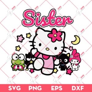 Hello Kitty Sanrio Sister SVG PNG, Hello Kitty SVG, Sanrio Sister SVG