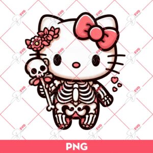 Hello Kitty Skeleton PNG, Hello Kitty Skull PNG