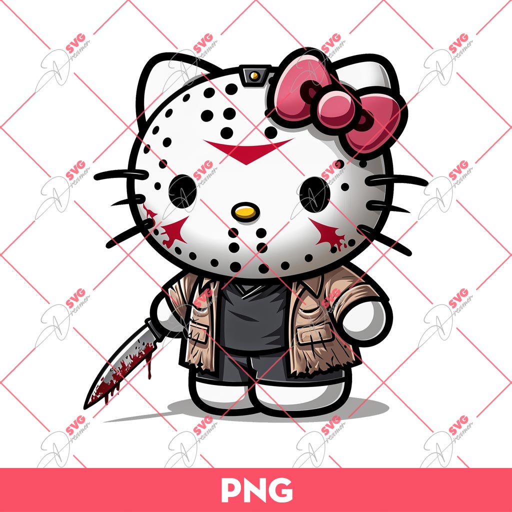 Bundle Hello Kitty Horror Killers Halloween PNG, Hello Kitty Horror Friends Movie PNG Bundle 30 Hello Kitty X Jason Voorhees PNG, Horror Kitty PNG, Hello Kitty Halloween PNG