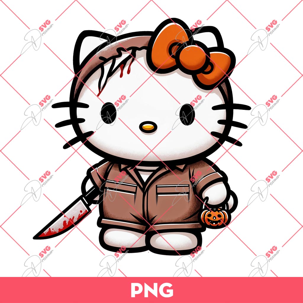 Bundle Hello Kitty Horror Killers Halloween PNG, Hello Kitty Horror Friends Movie PNG Bundle 33 Hello Kitty X Michael Myers PNG, Horror Kitty PNG, Kitty Halloween PNG
